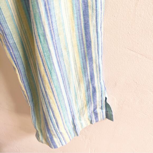 Norm Thompson Linen Blend Wide Leg Striped Cropped Pants Size 14 - Picture 4 of 11
